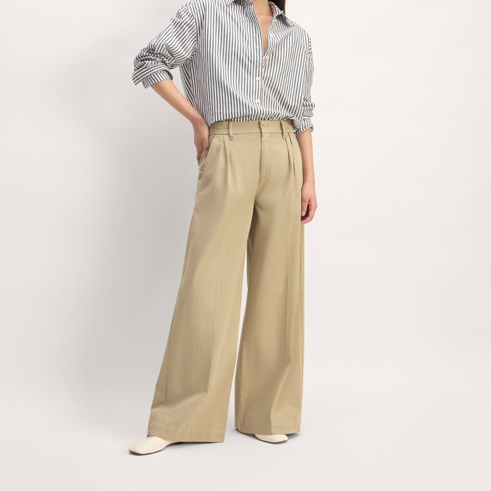 Everlane The Pleated Wide-Leg Chino size 6 workwear office core business casual